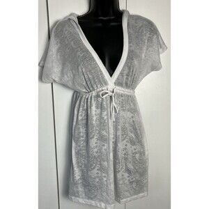 Miken Womens White Tied Floral Beach Cover Up Size Small